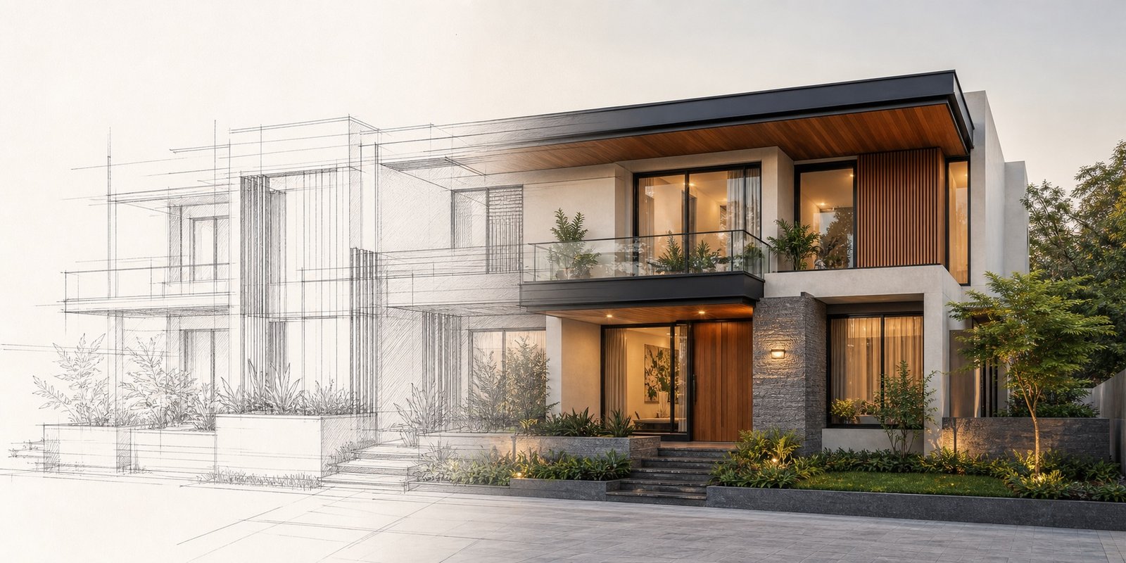 A dream home progressing from plan to completion